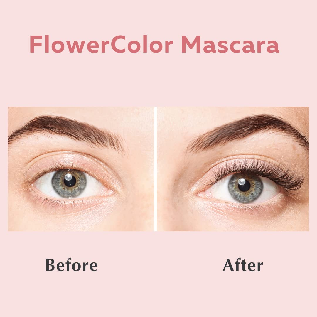 Ecco Bella FlowerColor Vegan Mascara Brown – Long Lasting Organic Formula for Sensitive Eyes – All Natural and Water Resistant