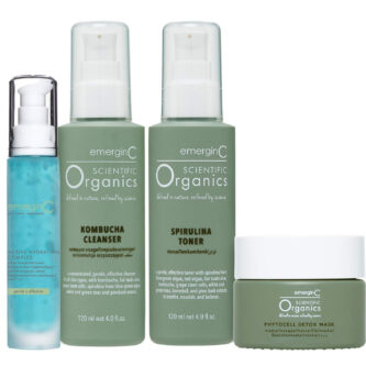 Face Care Set with Active Hydrating Complex Gel Moisturizer (1.6 oz, 50 ml), Spirulina Toner (4 oz, 120 ml), Kombucha Cleanser