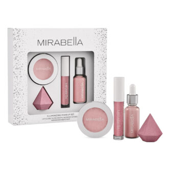 Mirabella 4-Piece Makeup Set for Women & Girls, Illuminizing Holiday Gift Set – Make-Up Set Includes Lip Gloss, Glow Drops,