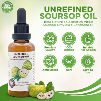 Best Nature’s Cosmetics Virgin Soursop Graviola Guanabana Oil (Organic, Undiluted, Unrefined) 2oz / 60 ml – Natural